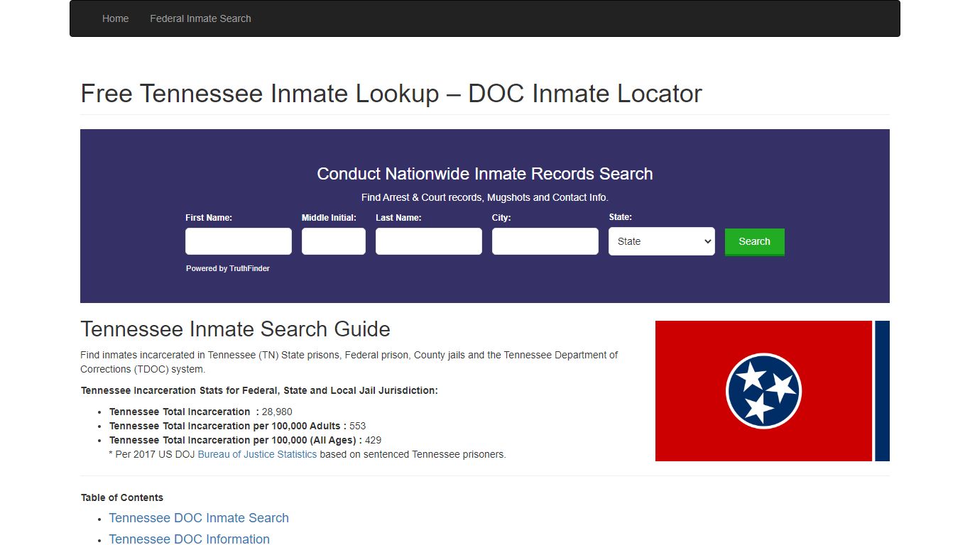 Tennessee Inmate Search - TN Department of Corrections ...